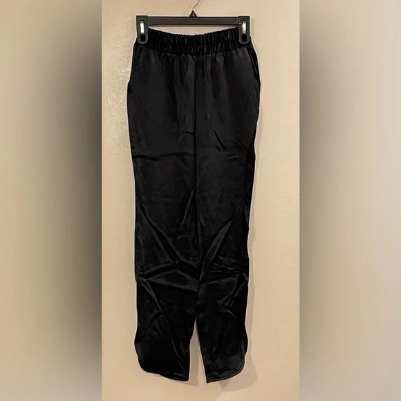 MNG MANGO Bright Elastic Waist Satin Pants in Black - Picture 7 of 12